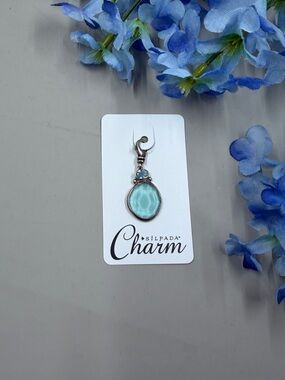 Silpada NWT 925 Sterling Silver Blue Aqua Glass Drop Charm